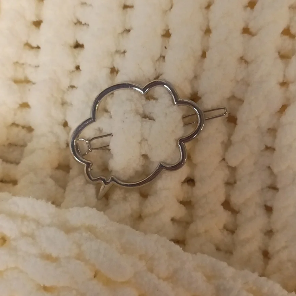 Womens Hat Headband loom knit cream white soft stretch Cloud charm accessory